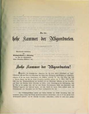 Ehrerbietigste Vorstellung des Eisenbahn-Comités in Straubing den Bau der Eisen-Bahnlinie Cham-Straubing-Mühldorf betr.
