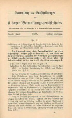 Neunter Band. 1888. Siebente Lieferung. - Nr. 51. - Nr. 56.