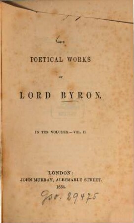 The poetical works of Lord Byron : In 10 vol., 2