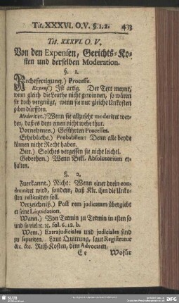 Tit. XXXVI. O. V. Von den Expensen, Gerichts-Kosten und derselben Moderation