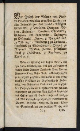 2r-3v, Wir Joseph der Andere von Gottes Gnaden...
