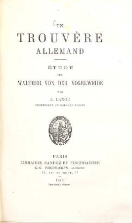 Un trouvère allemand
