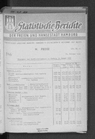 Erzeuger- und Großhandelspreise in Hamburg im Januar 1959 : Lfd. Nr. 6