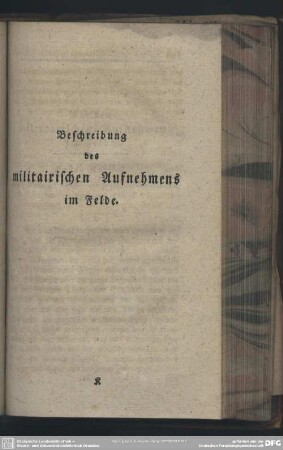 Beschreibung des militairischen Aufnehmens im Felde