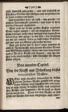 Das neundte Capitel. Von der Krafft und Würckung dieses mineralischen Wassers.