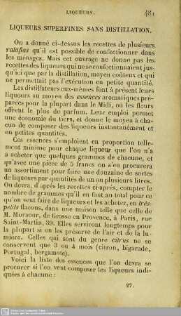 Liqueurs superfines sans distillation