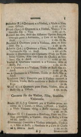 Concerte für Violine, Flöte, Bratsche, Violoncelle
