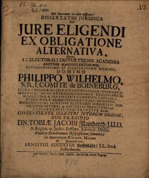 Dissertatio Juridica De Jure Eligendi Ex Obligatione Alternativa
