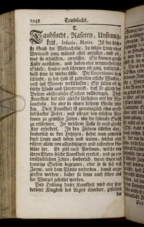 T. = Taubsucht, Raserey, Unsinnigkeit. - Trüsen.