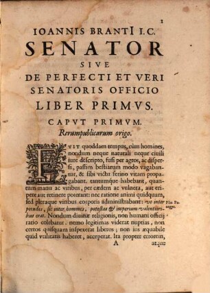 Joannis Brantii ... Senator, sive de perfecti et veri senatoris officio libri duo