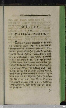 Skizze von Hölty's Leben