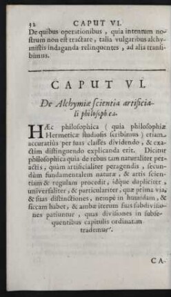 Caput VI. De Alchymiae scientia artificiali philosophica