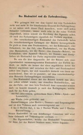 Das Bindemittel und die Farbenbereitung