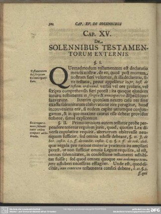 Caput XV. De Solennibus Testamentorum Externis