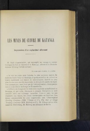 Les Mines De Cuivre Du Katanga.