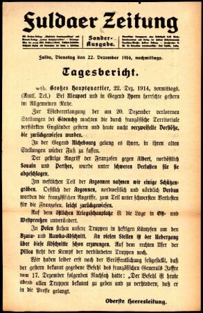 Ausgabe vom Dienstag, den 22. Dezember 1914.