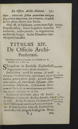 Titulus XIV. De Officio Archi-Presbyteri.