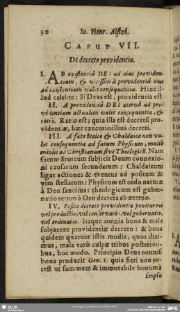 Caput VII. De decreto providentiae