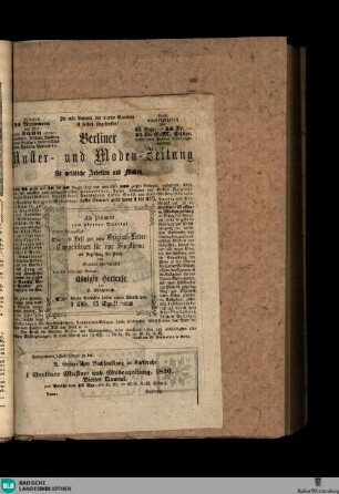 Karlsruher Tagblatt, Berliner Muster- und Moden-Zeitung für weibliche Arbeiten und Moden