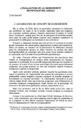 81-90, L'évaluation de la dangerosité en psychiatrie légale