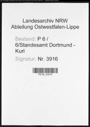 Sterberegister Standesamt Dortmund-Kurl (XV)