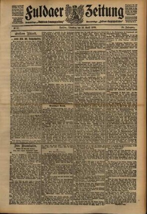 Erste Ausgabe vom Dienstag, den 28. April 1908.