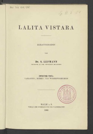 T. 2: Varianten-, Metren- und Wörterverzeichnis