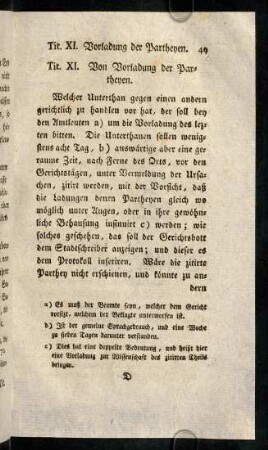 49-60, Tit. XI. Von Vorladung der Partheyen. - Tit. XII. Ungehorsam der Partheyen und dessen Bestrafung.