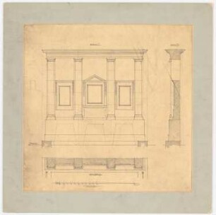 Grabmal: Grundriss, Aufriss 1:10