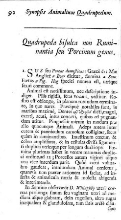 Quadrupeda bisulca non Ruminantia seu Porcinum Genus