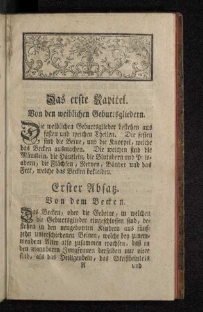 Das erste Kapitel. Von den weiblichen Geburtsgliedern.