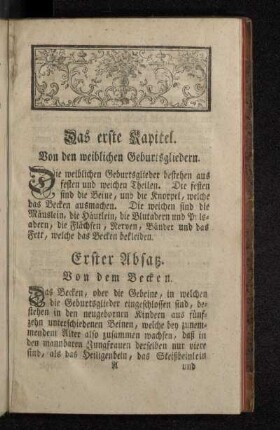 Das erste Kapitel. Von den weiblichen Geburtsgliedern.