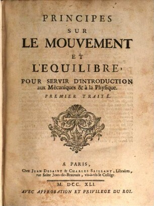 Principes sur le mouvement, 1