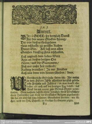 Predigt : Antritt. [Text]. Eingang. Abhandlung. Gebrauch