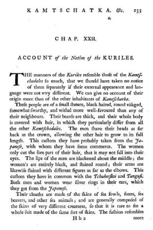 Chap. XXII. Account of the nation of the Kuriles