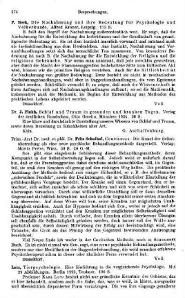 374, J. Finkh. Schlaf und Traum in gesunden und kranken Tagen. 1924
