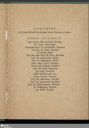 [Schutzherr, Ehren-Ausschuss]