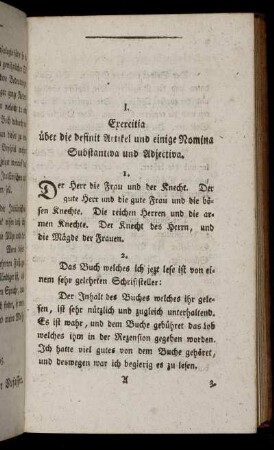 I. Exercitia über die definit Artikel und einige Nomina Substantiva und Adjectiva. - Dolersi, se plaindre, klagen oder sich beklagen.