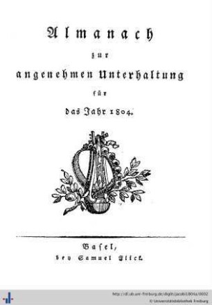 Almanach zur angenehmen Unterhaltung für das Jahr 1804