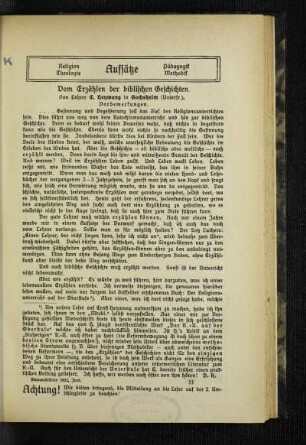 Vom Erzählen der biblischen Geschichten