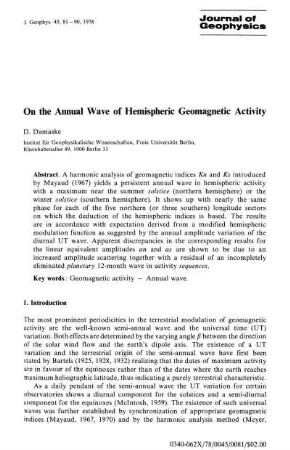On the annual wave of hemispheric geomagnetic acitvity