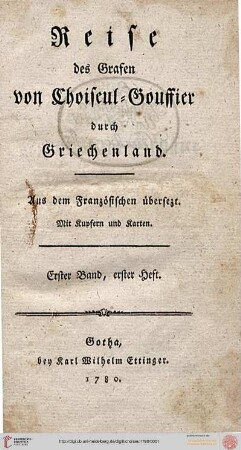 Band 1,1: Reise des Grafen von Choiseul-Gouffier durch Griechenland
