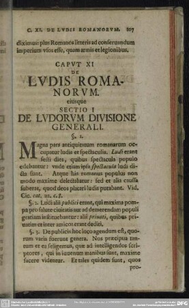 Caput XI De Ludis Romanorum