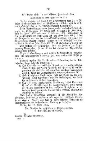 Unterricht in weiblichen Handarbeiten : [IV. Elementarschulwesen]