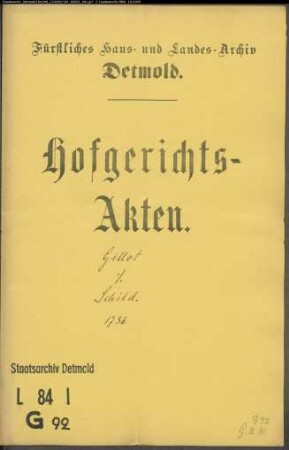 Gillot, Advokat gegen Friedrich Deppe Schildt zu Detmold - Grenzstreit