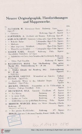 Neuere Originalgraphik, Handzeichnungen und Mappenwerke (Nr. 1 - 973)