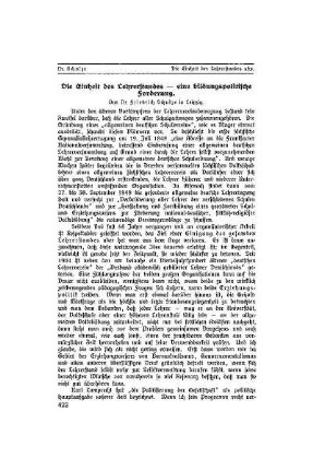 Die Einheit des Lehrerstandes - eine bildungspolitische Forderung