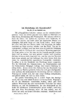 Ist Erziehung ein Kunstwerk?