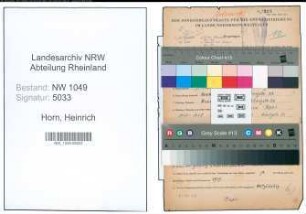 Entnazifizierung Heinrich Horn , geb. 17.03.1894 (Arbeiter)
