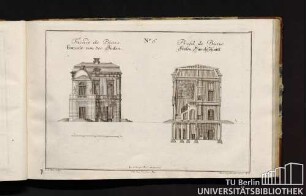 No. 6. Facade de Biais. Facade von der Seiten. Profil de Biais. Seiten Durchschnitt.